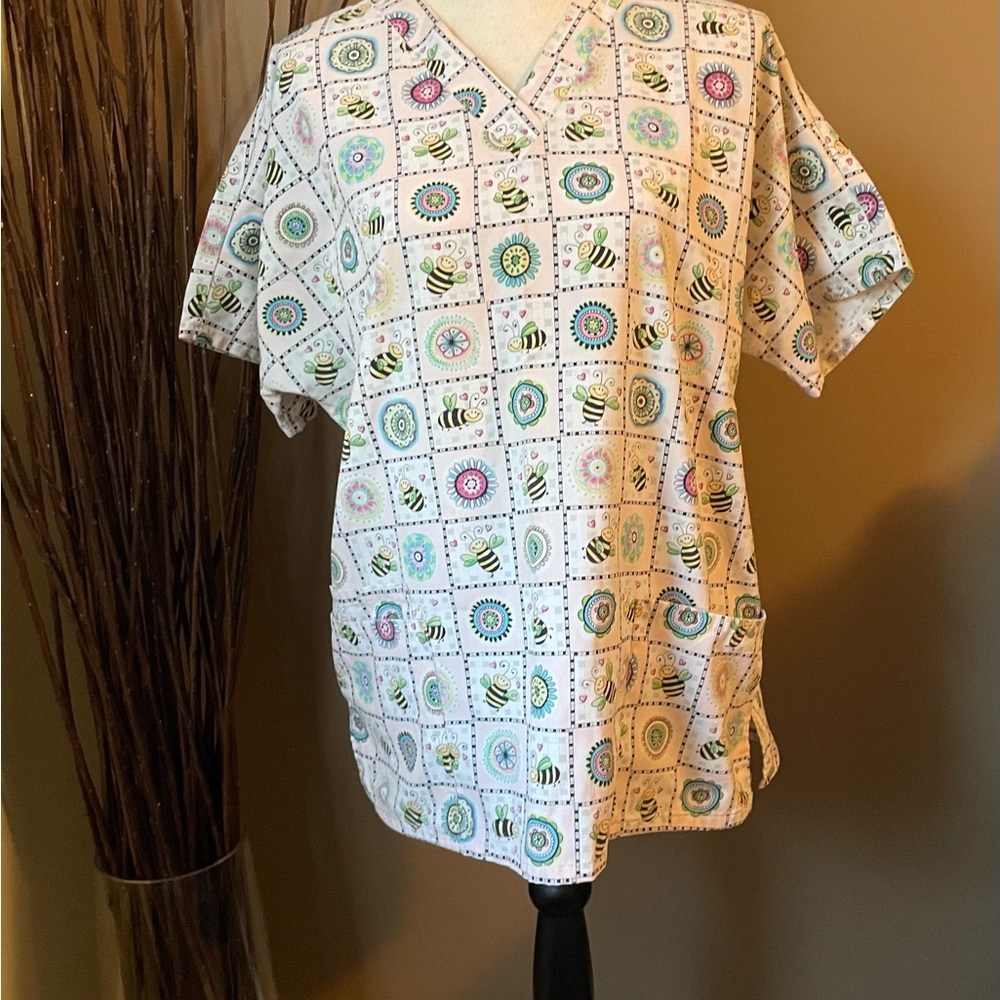 Colorful Patterned Scrub Top